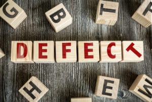 Defect spelled out in wooden blocks
