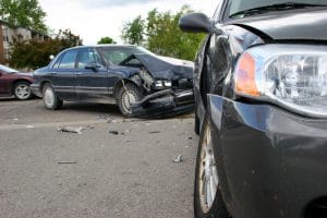 The scene of a car accident on the road. 