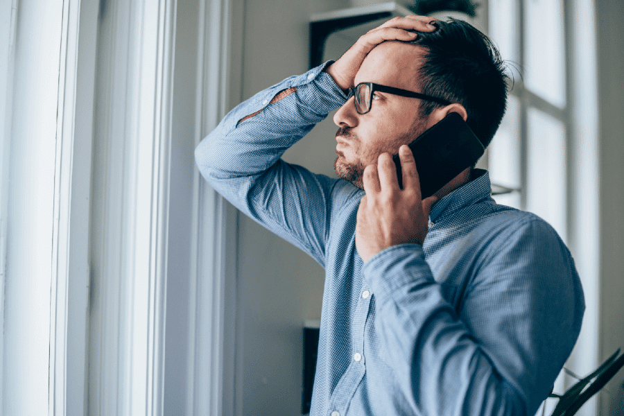 man listening to phone call