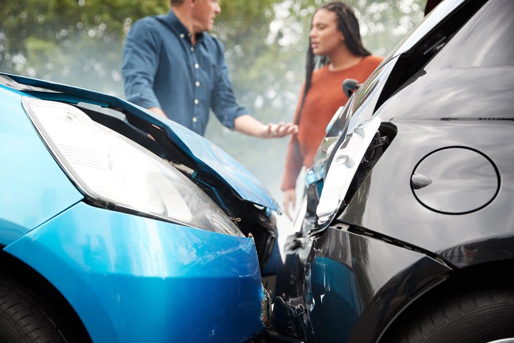 two Austin drivers arguing over fault after a rear-end collision