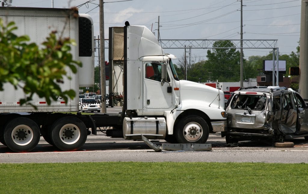 A truck accident at an intersection in Austin, TX.