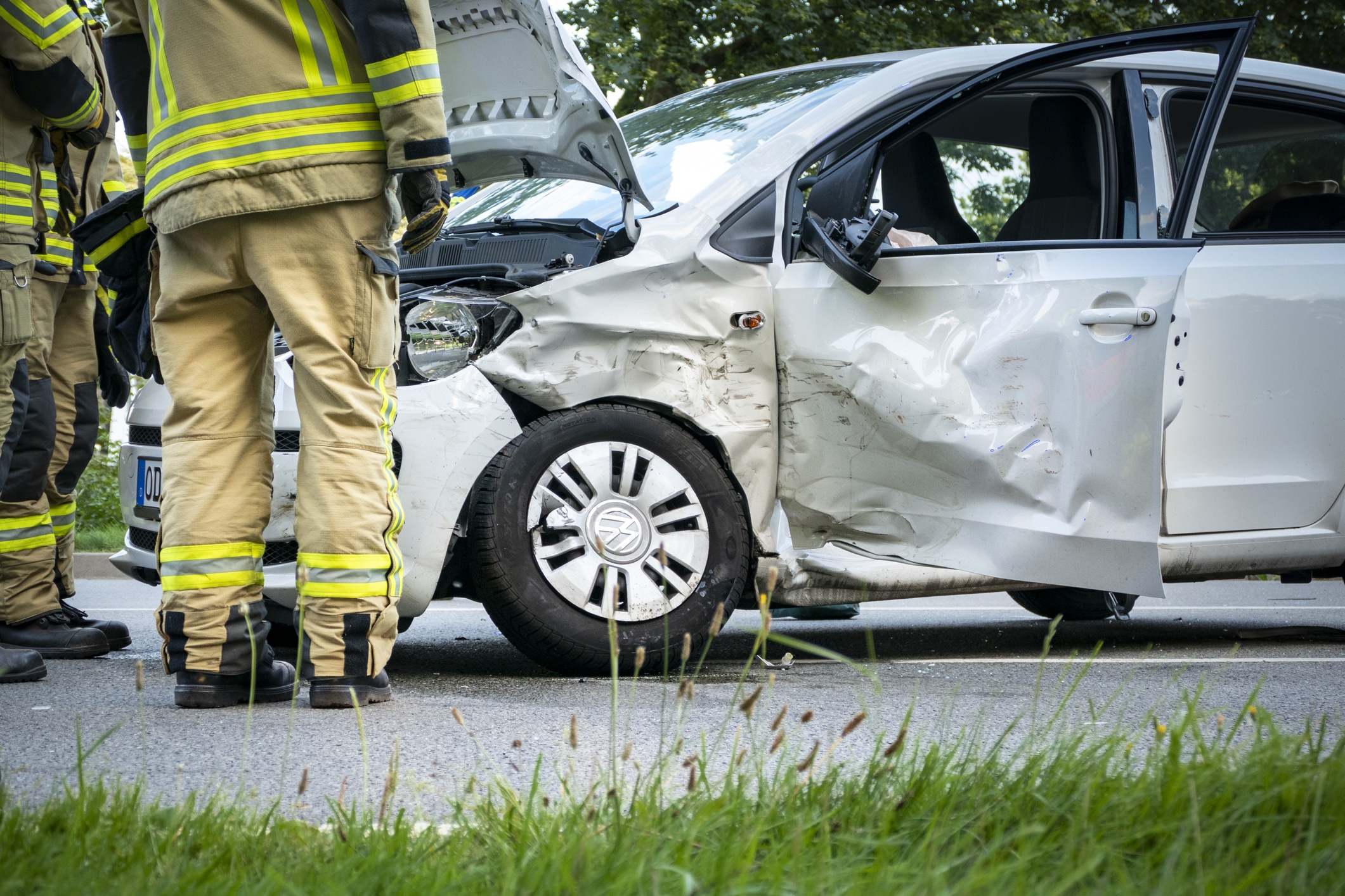 First responders at the scene of a car accident in Austin.