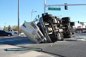 A truck accident in the road in Austin