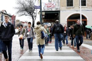 Austin, Texas pedestrian crosswalk.