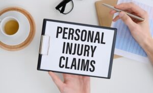 Professional holding a card with the inscription PERSONAL INJURY CLAIMS