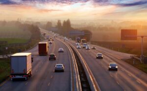 Busy I-35 traffic in Austin during dawn, highlighting the risks of accidents and the need for personal injury legal assistance.