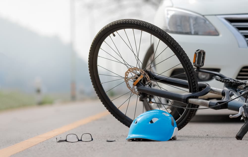 Collision between a car and a bicycle on the road in San Antonio, Texas