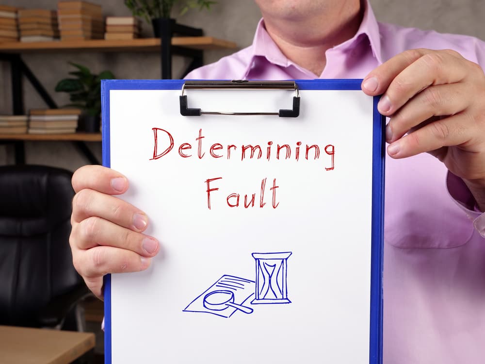 Juridical concept about Determining Fault with phrase on the page.