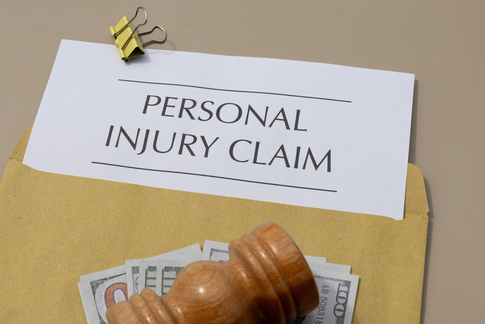Claim for Damages Personal Injury Paper and Money Set on Desk